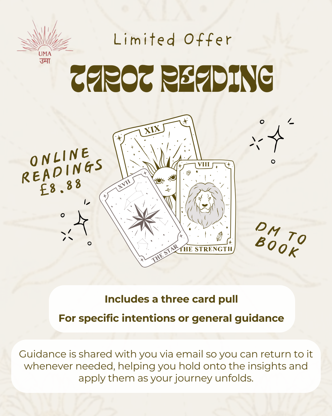 Limited Offer: Online Tarot Reading with Uma - Three Card Pull